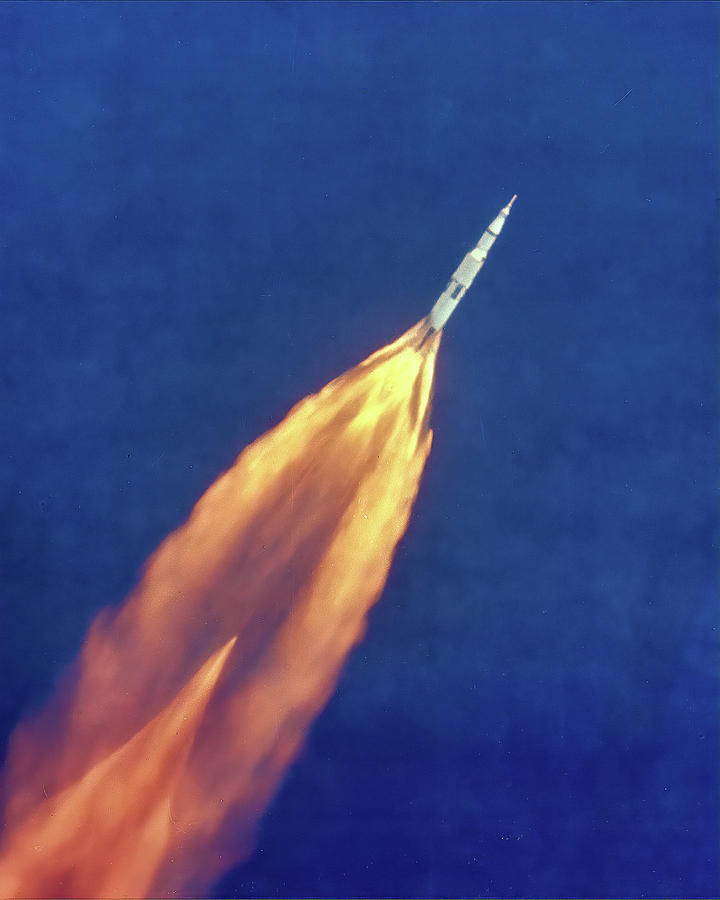 Apollo 11 Launch - High Altitude View Color Photograph by Eric Glaser
