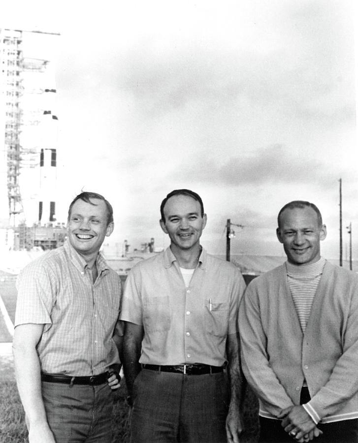 Apollo 11 Prime Crew With Saturn V, 1969 Photograph by Science Source