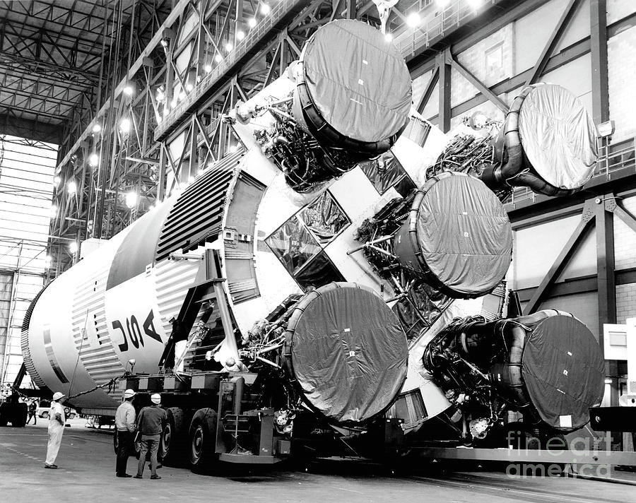Saturn V Photograph - Apollo 11 Saturn V Assembly by Nasa/ksc/science Photo Library