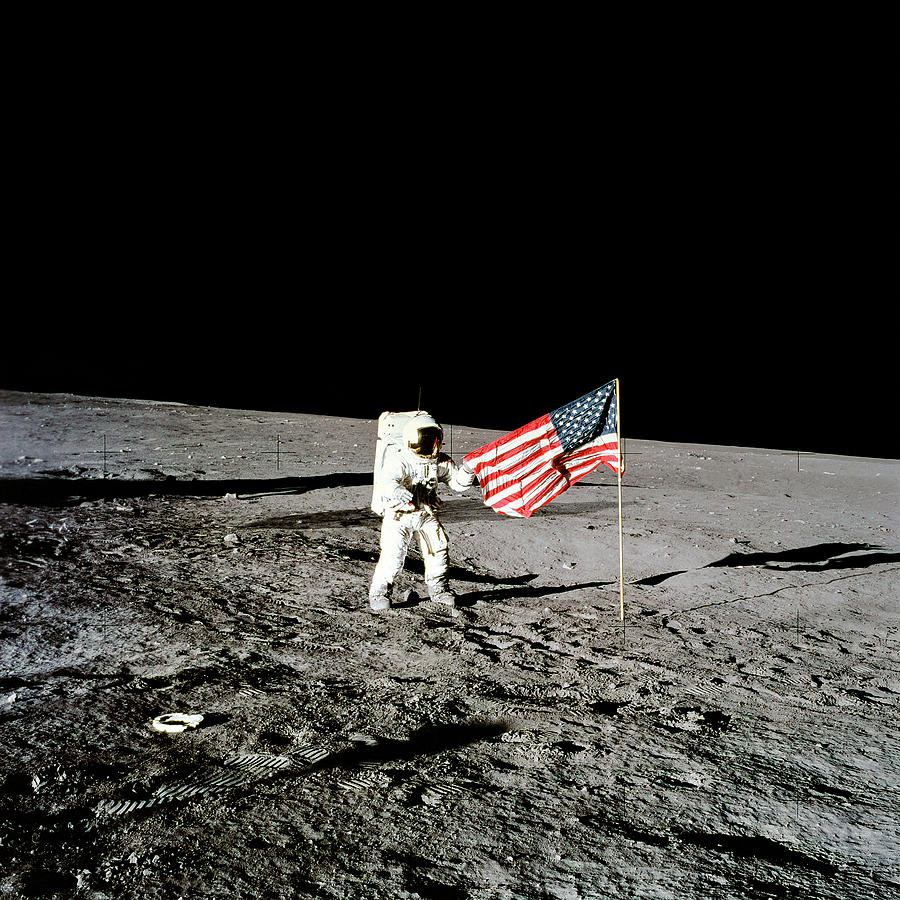 Apollo 12 Flag Unfurling Photograph