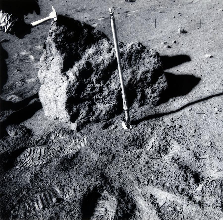 Apollo 16 Astronaut Collecting Lunar Rock Samples Photograph by Nasa/vrs/science Photo Library