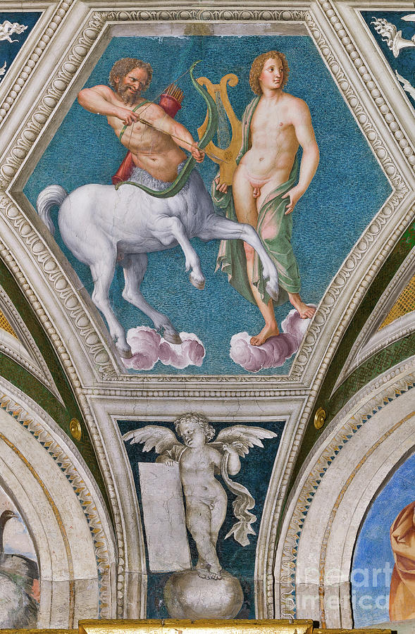 Apollo And A Centaur And The Astrological Sign Of The Sagittarius, 1511 Painting by Baldassarre Peruzzi