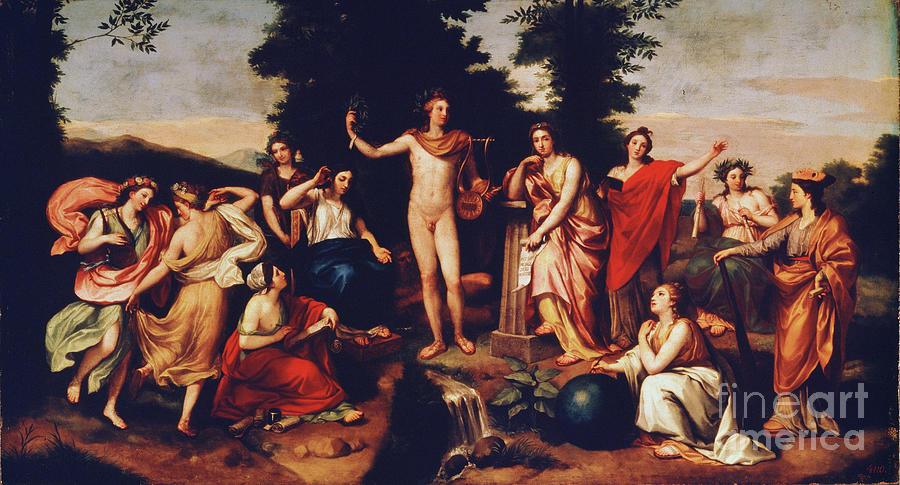 Apollo And The Three Graces, C.1750-60 Painting by Anton Raphael Mengs