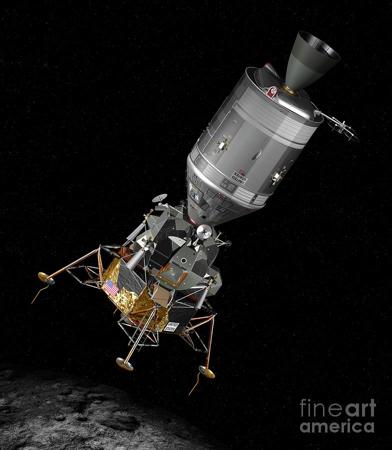Apollo Lm And Csm Spacecraft Photograph by Carlos Clarivan/science Photo Library