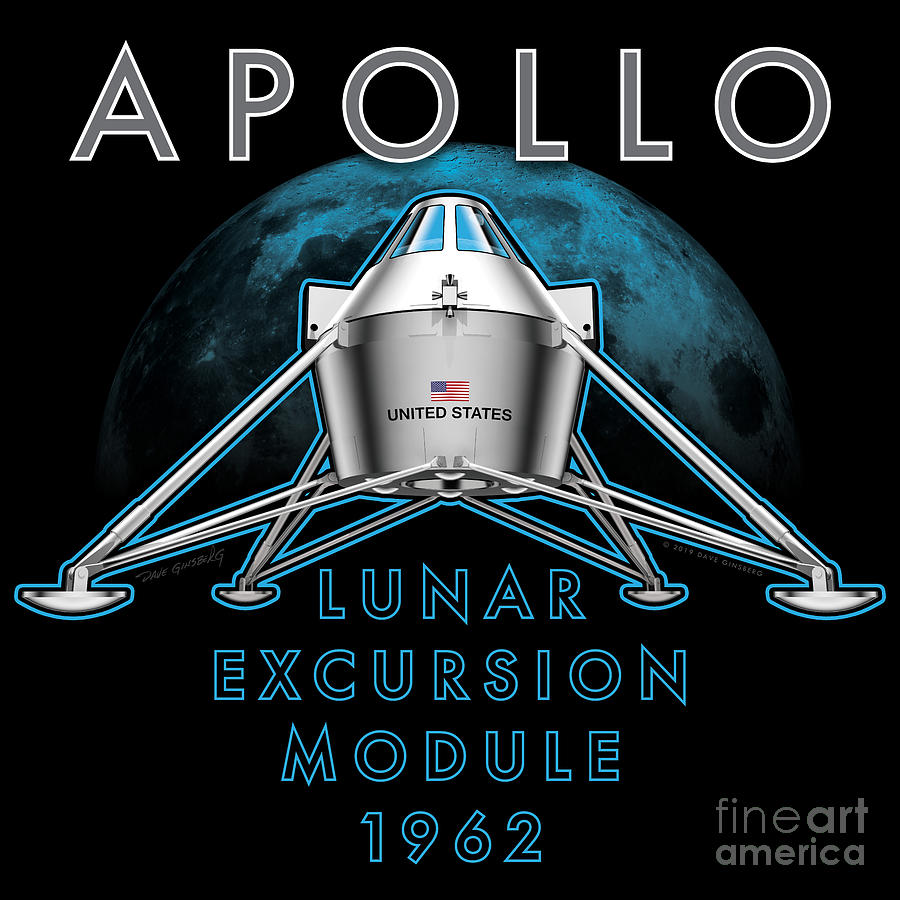 Space Digital Art - Apollo Lunar Excursion Module 1962 by Dave Ginsberg