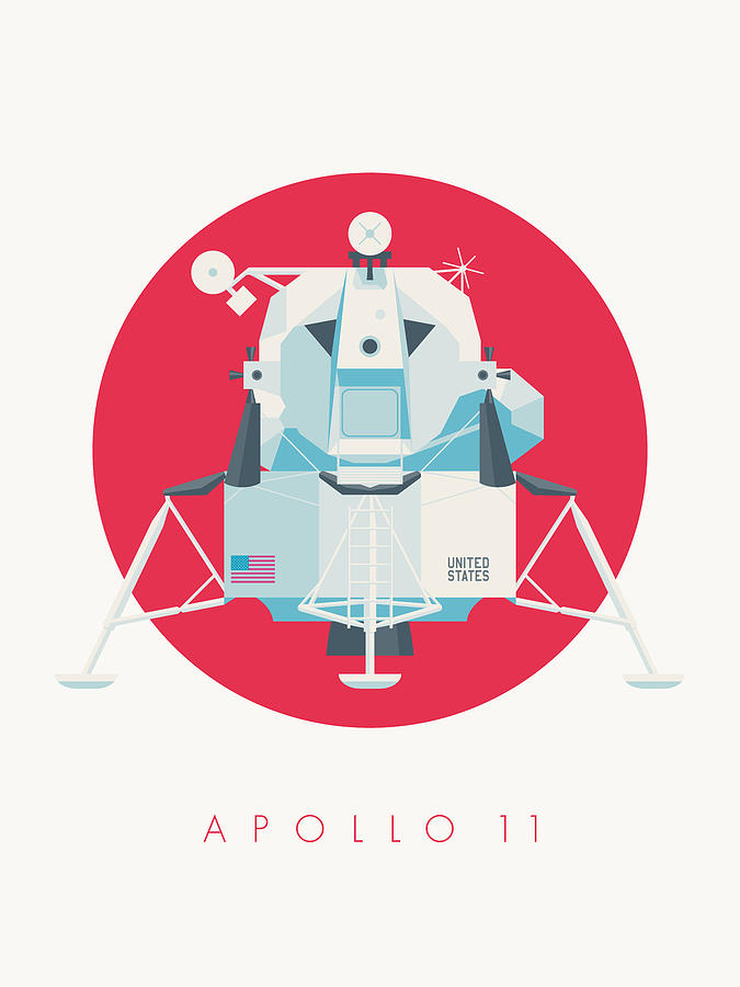 Apollo 11 Digital Art - Apollo Lunar Module Lander Minimal - Text Crimson by Ivan Krpan Apollo 11 Digital Art - Apollo Lunar Module Lander Minimal - Text Crimson by Ivan Krpan