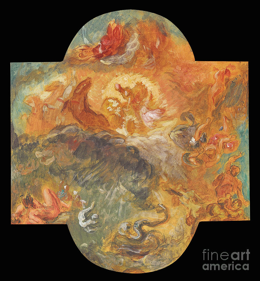 Apollo Slays Python, 1850 Painting by Eugene Delacroix - Pixels Merch