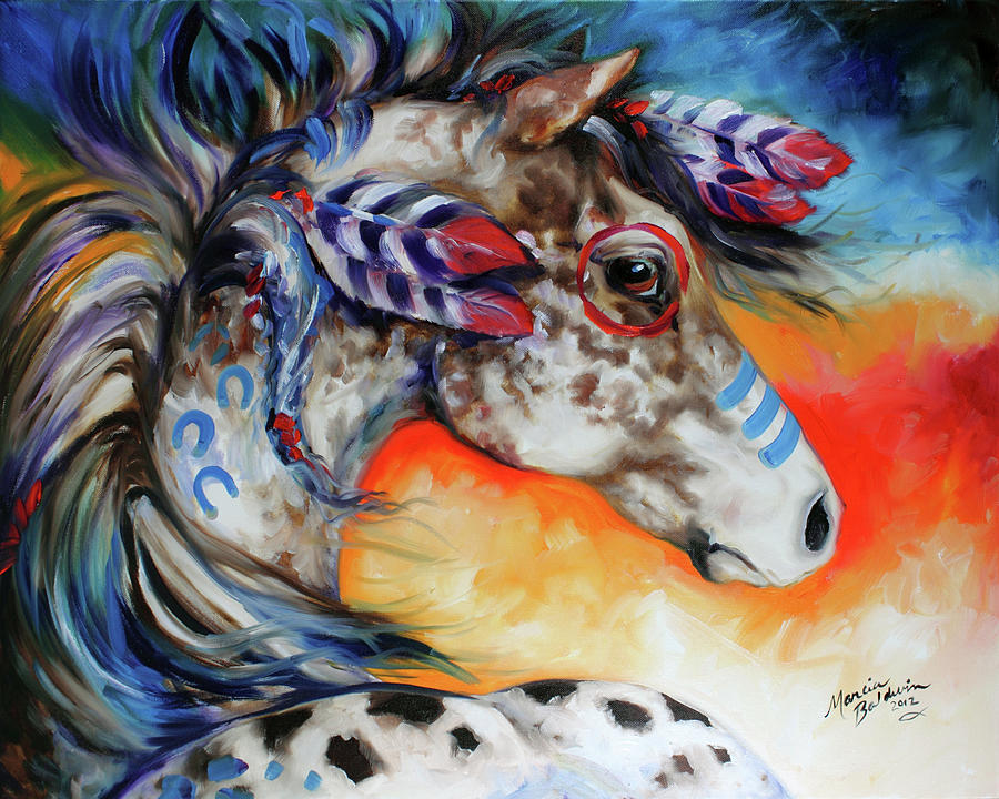 Feather Painting - Appaloosa Indian War Horse by Marcia Baldwin