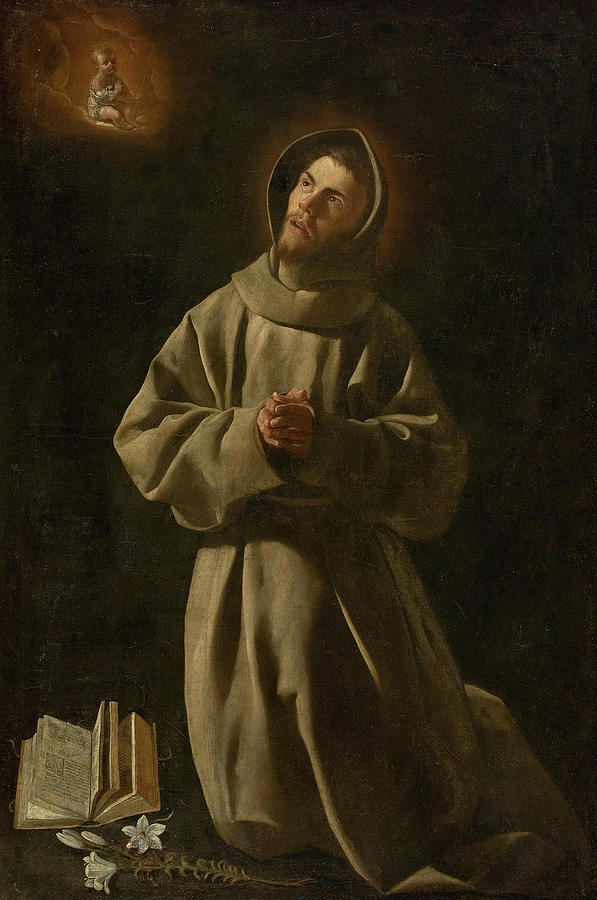 Francisco De Zurbaran Painting - Apparition of Jesus Child to St. Anthony of Padua, 1630 by Francisco de Zurbaran