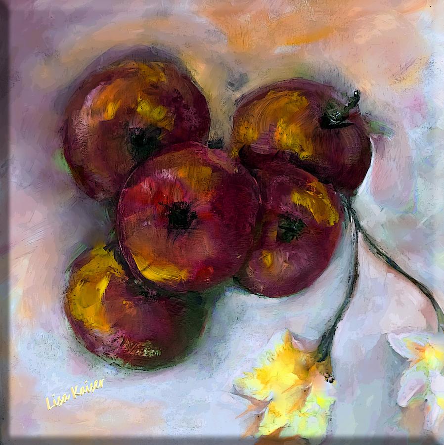 Apple and Floral Painting Digital Art by Lisa Kaiser