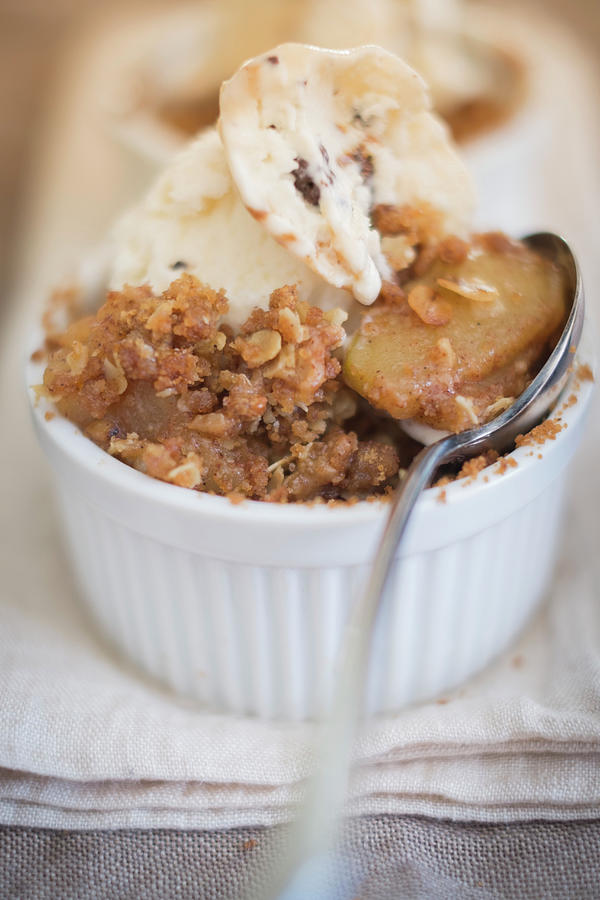 Apple And Pear Crumble With Ice Cream Photograph by Eising Studio