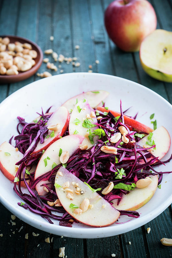 Apple And Red Cabbage Salad With Peanuts Photograph by Maricruz Avalos Flores