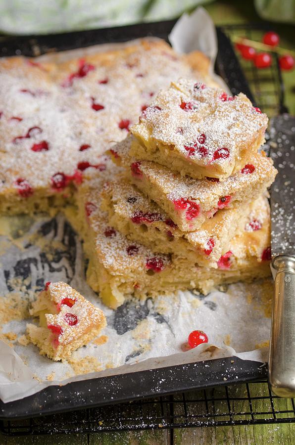 Apple And Redcurrant Cake On A Baking Sheet Photograph by Aniko Szabo