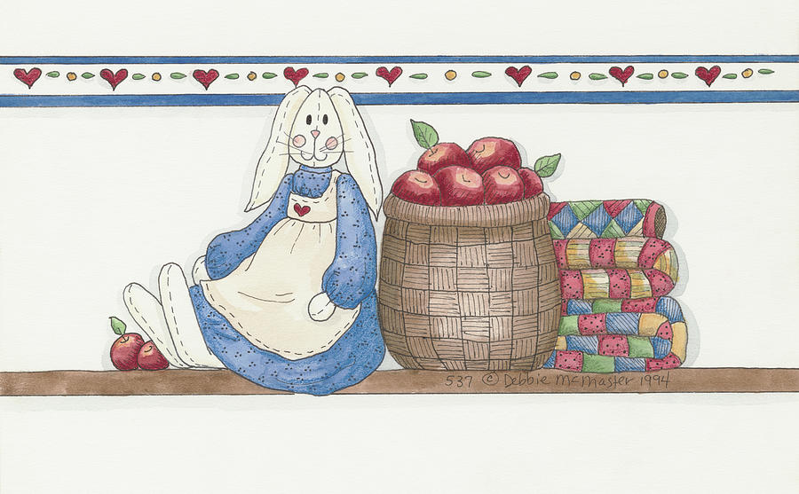 Apple Bunny Painting by Debbie Mcmaster