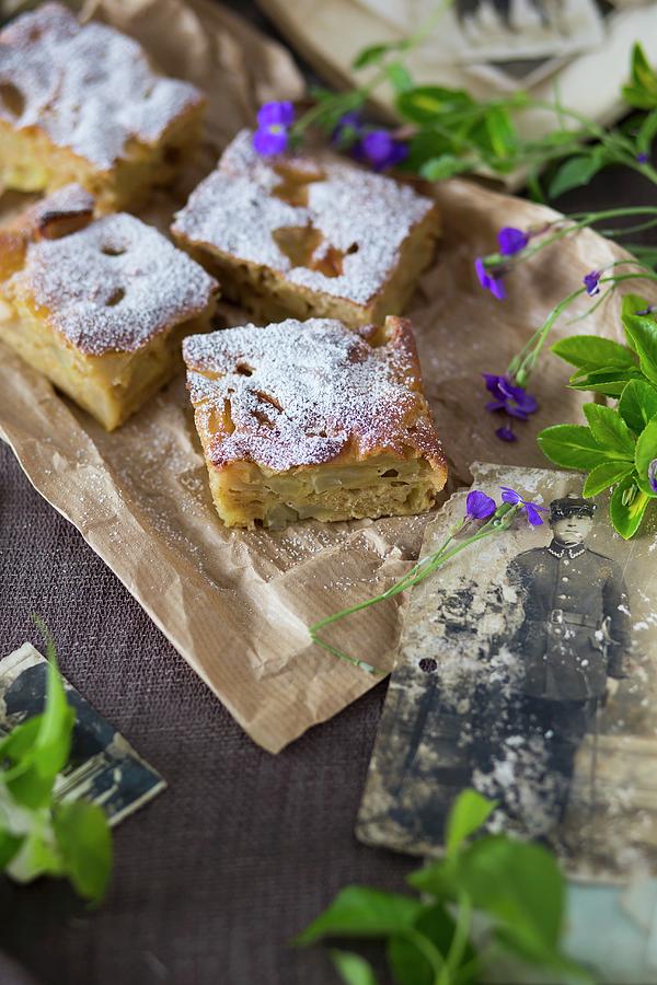 Apple Cake Tray Bake With Icing Sugar Photograph by Malgorzata Laniak