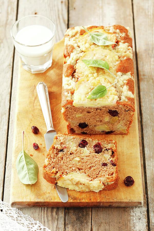 Apple Cake With Dried Cranberries And Cinnamon Photograph by Rua Castilho