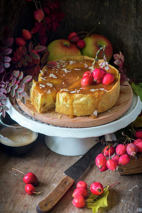 Apple Caramel Ricotta Cheesecake Photograph by Irina Meliukh