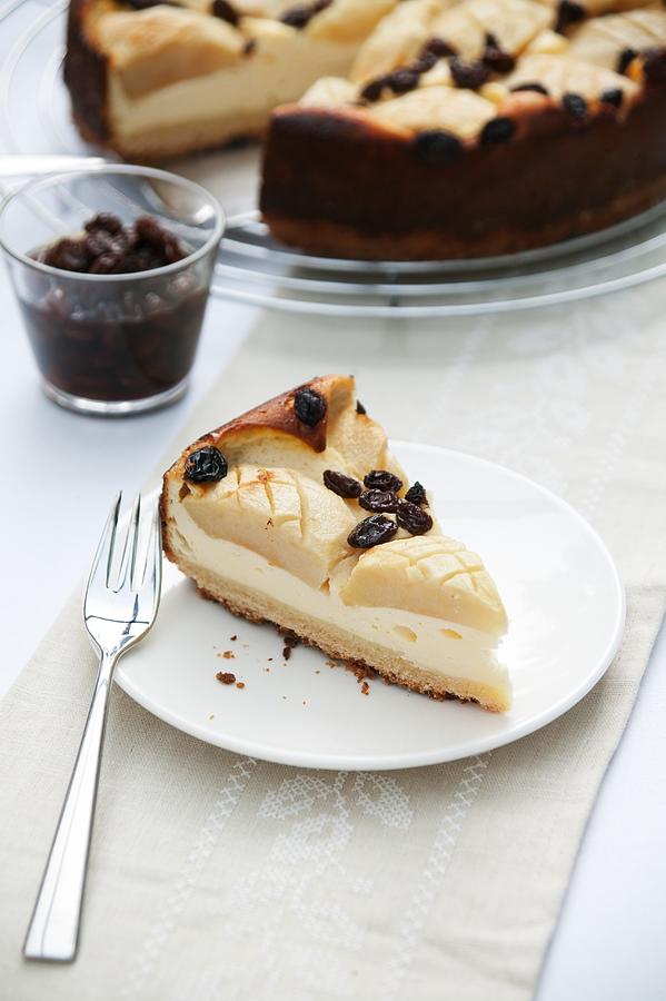 Apple Cheesecake With Raisins Photograph by Food Experts Group