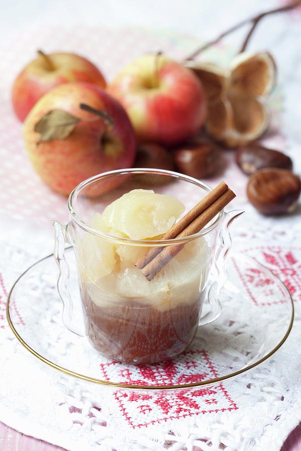 Apple Compote With Chestnut Cream And Cinnamon Photograph by Hilde Mche