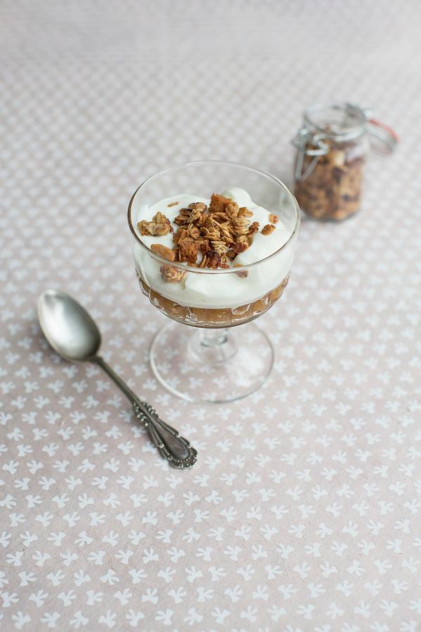 Apple Compote With Yoghurt And Muesli Photograph by Anne Faber