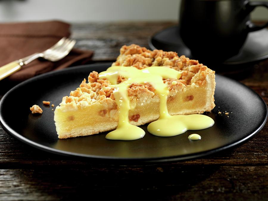 Apple Crumble Cake With Vanilla Sauce Photograph by Robert Morris ...