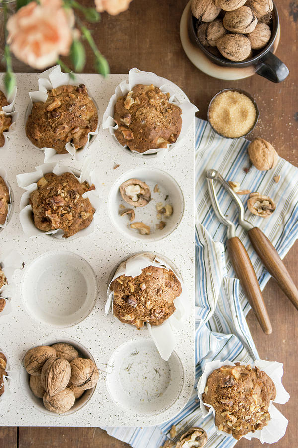 Apple Muffins With Walnuts Photograph by Monika Pazdej