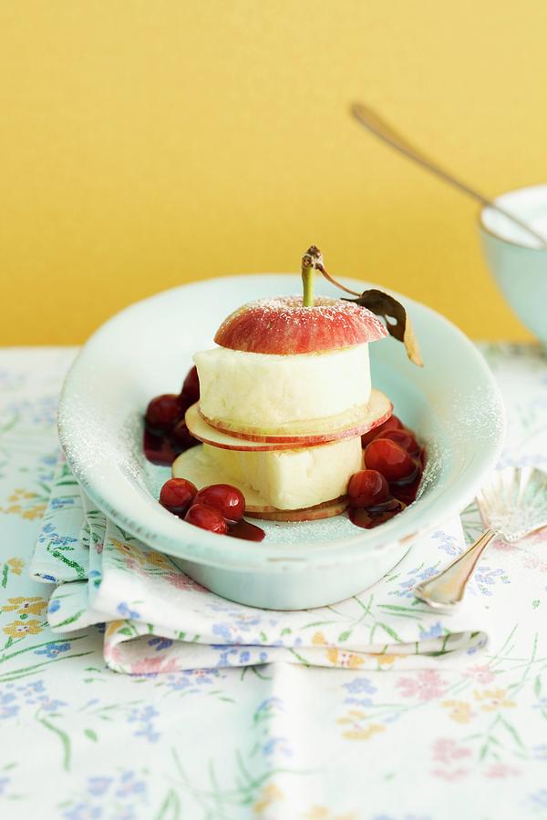 Apple Parfait With Cherry Sauce Photograph by Michael Wissing