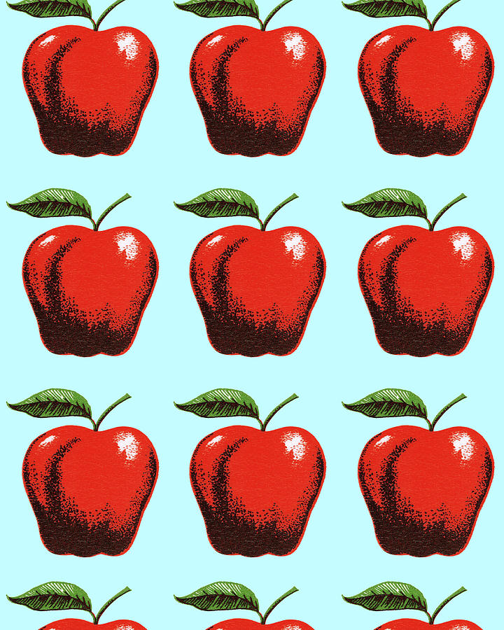 Vintage Drawing - Apple Pattern by CSA Images