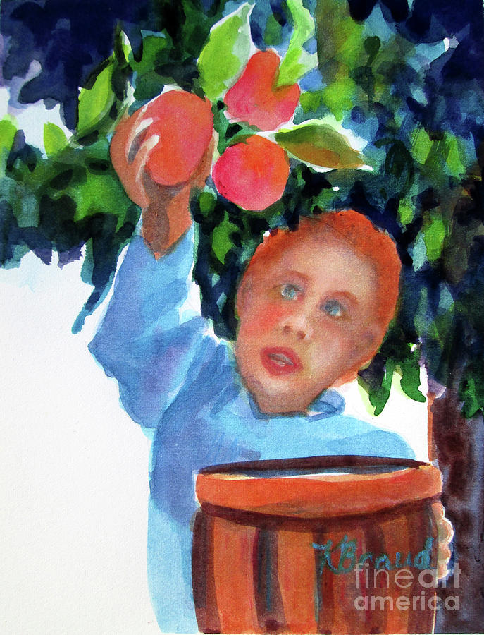 Apple Picker Painting by Kathy Braud
