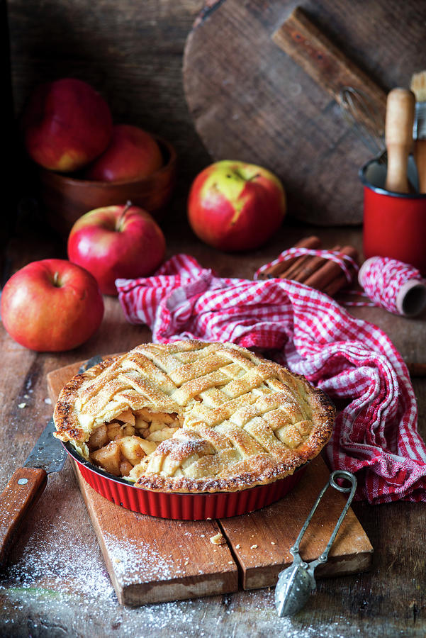 Apple Pie With A Pastry Lattice Photograph by Irina Meliukh