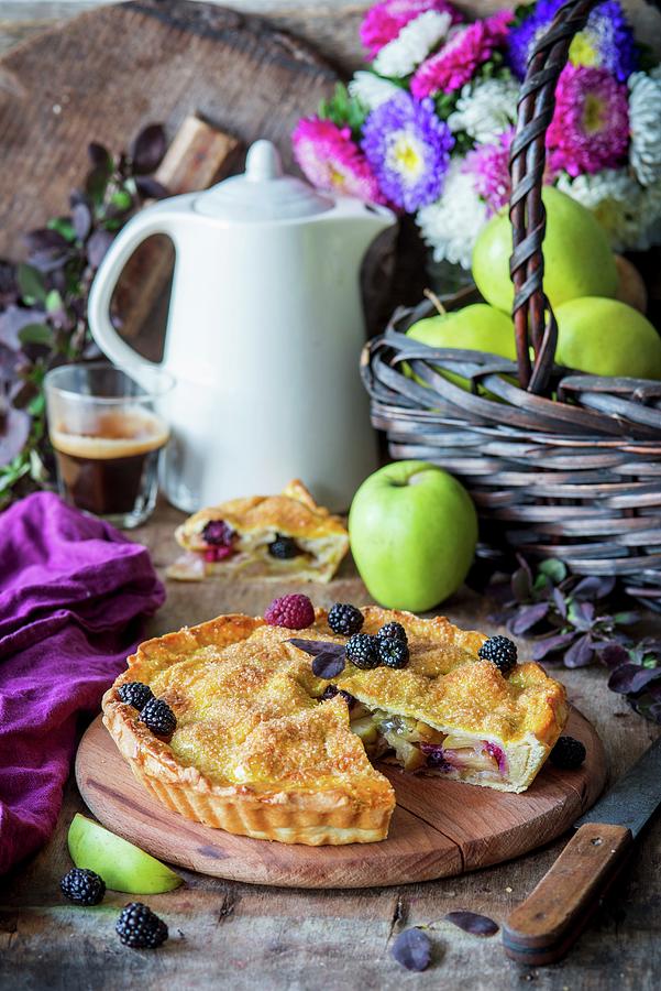 Apple Pie With Blackberries Photograph by Irina Meliukh