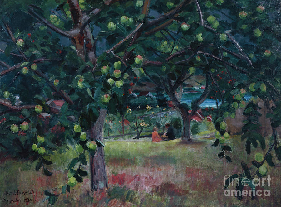 Apple tree in Sogndal Painting by O Vaering by Bernt Tunold