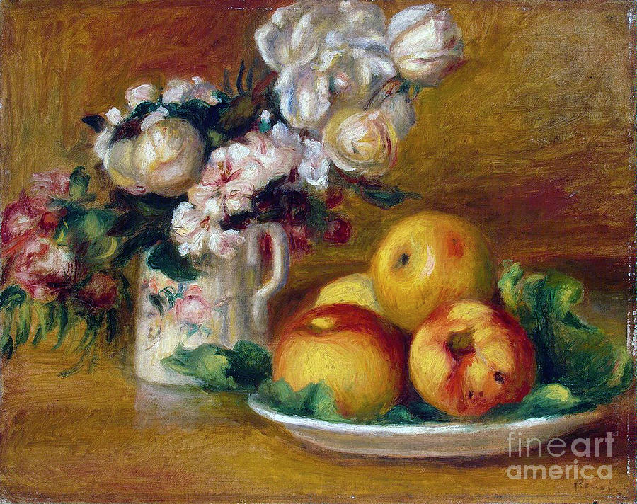 Apples And Flowers, C1895. Artist Drawing by Heritage Images
