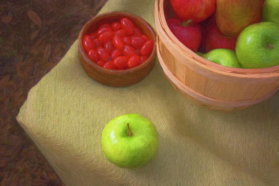 Apples and Grape Tomatoes - Outdoor Still Life Painting Photograph by Mitch Spence