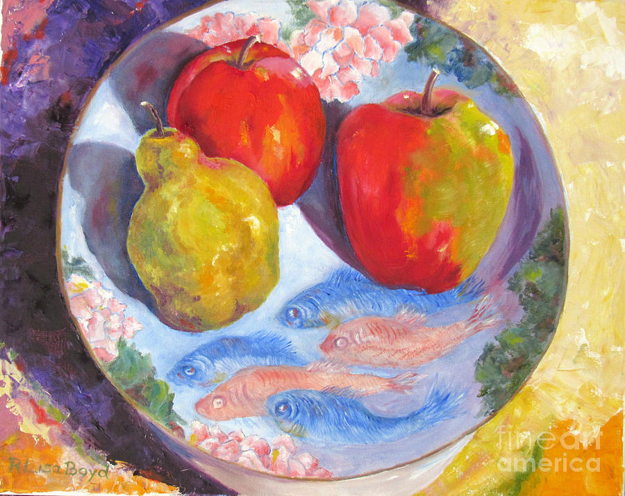 Apples and Pear Painting by Lisa Boyd