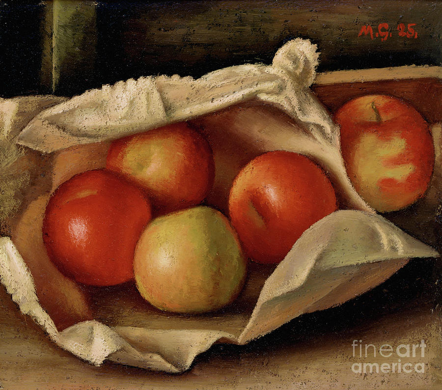 Apples In A Bag, 1925 Oil On Cardboard Painting by Mark Gertler