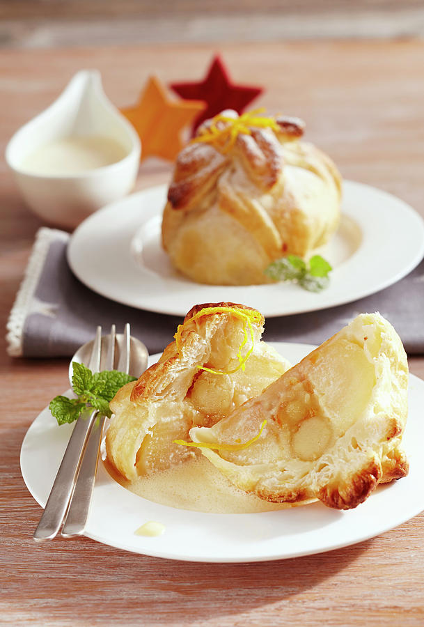 Apples In Puff Pastry With Orange Cream And Marzipan For Christmas Photograph by Teubner Foodfoto