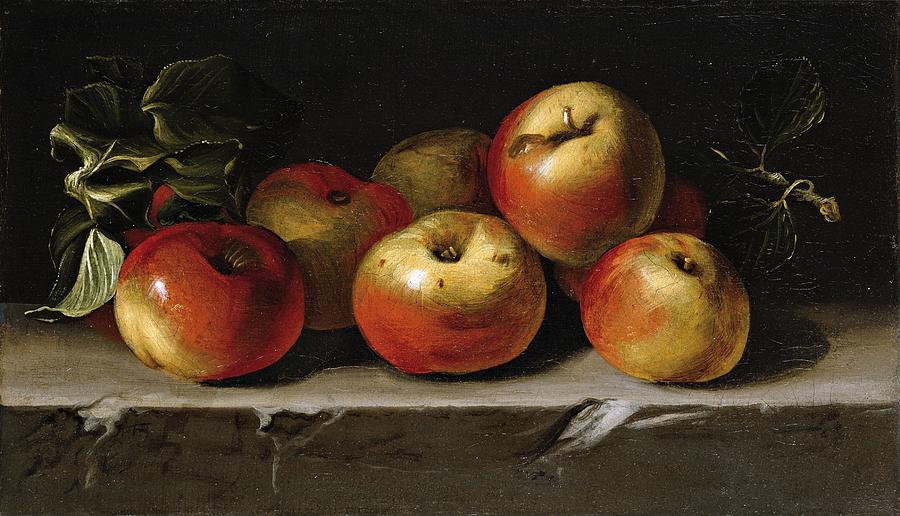Apples, Middle 17th century, Spanish School, Oil on canvas, 21 cm x 36 cm, P... Painting by Juan de Espinosa -fl 1628-1659-