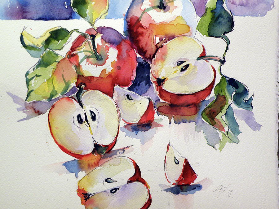 Apple Painting - Apples on table cd by Kovacs Anna Brigitta