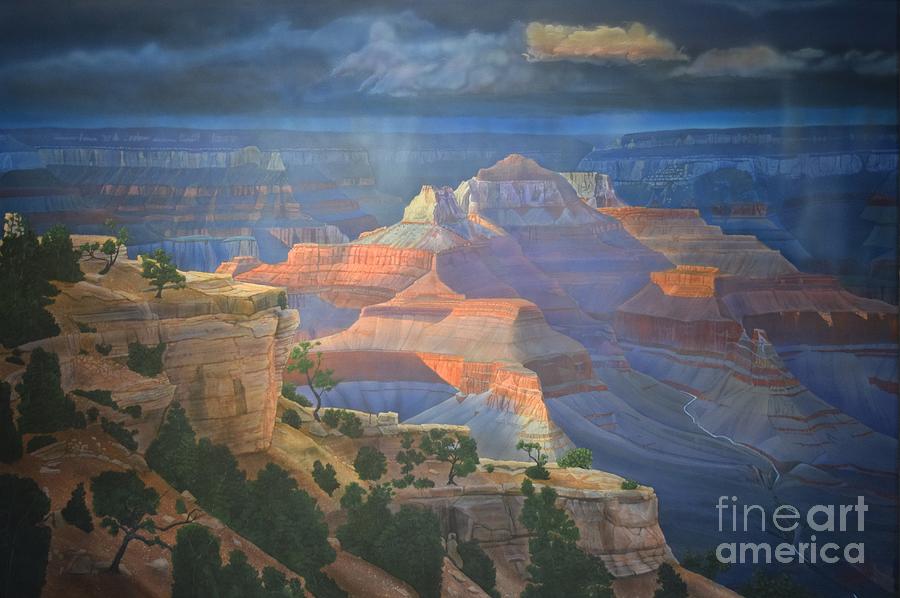 Grand Canyon National Park Painting - Approaching Shoshone  by Jerry Bokowski