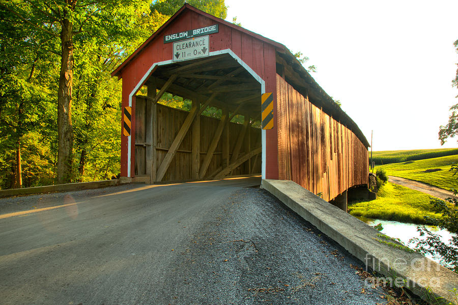 Approaching The Enslow Covered Bridge Photograph by Adam Jewell