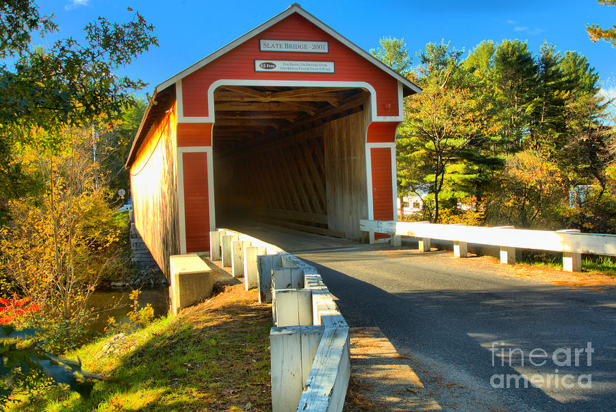 Approaching The Slate Covered Bridge Photograph by Adam Jewell