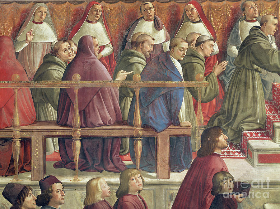 Domenico Ghirlandaio Painting - Approval Of The Order By Pope Honorius IIi, Scene From The Life Of St Francis Of Assisi, Detail by Domenico Ghirlandaio