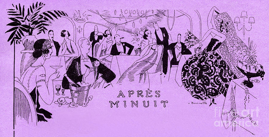 Vintage Drawing - Apres Minuit by French School