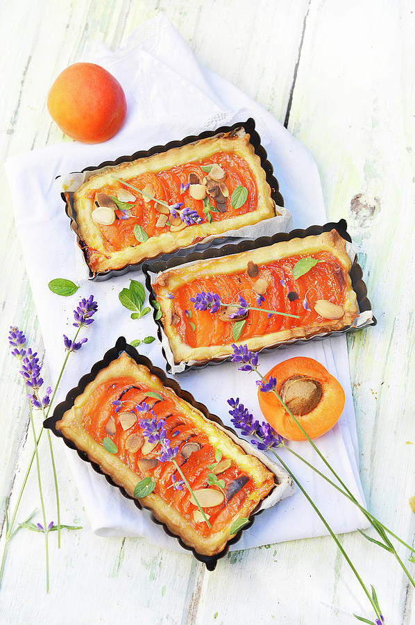 Apricot,grilled Almond And Lavender Pies Photograph by Keroudan