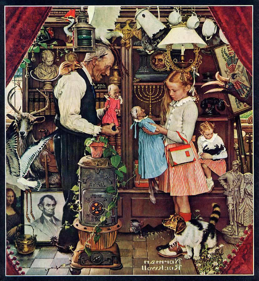 Antiques Painting - April Fool, 1948 by Norman Rockwell