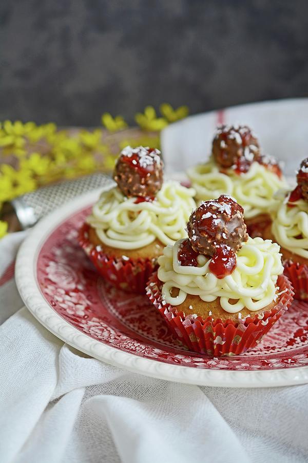 April Fools Cupcakes With Fake Meatballs, Pasta, Tomato Sauce And Parmesan Cheese Photograph by Adriana Baran