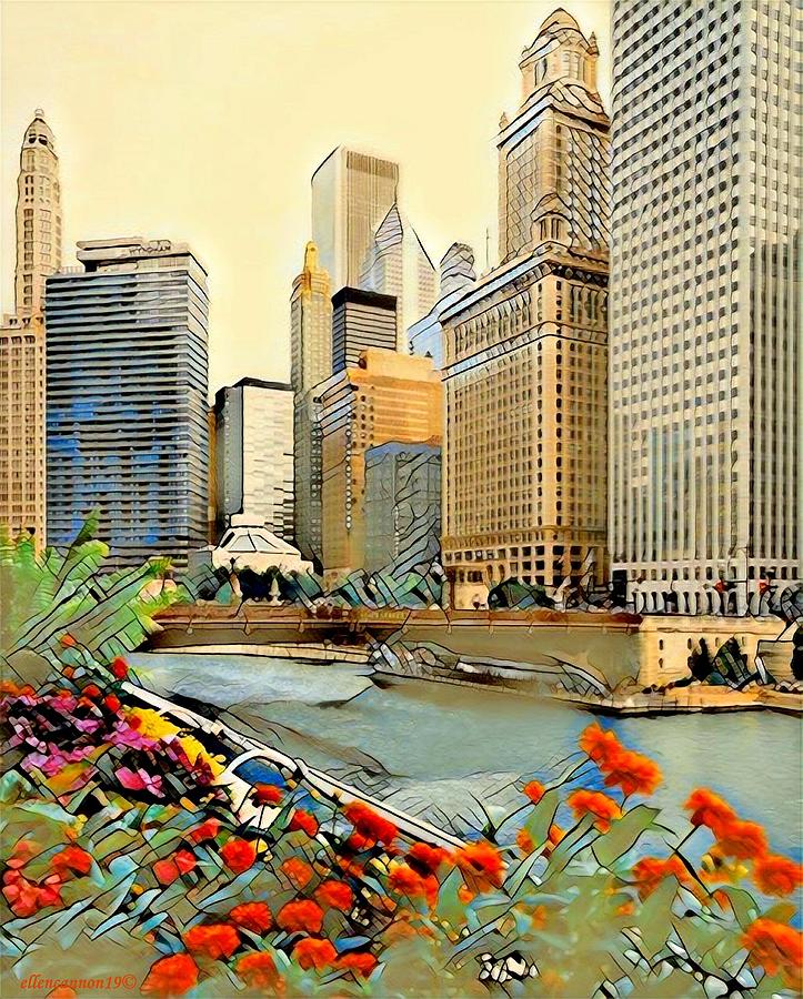 Chicago Digital Art - April Showers...Bring...May Flowers by Ellen Cannon