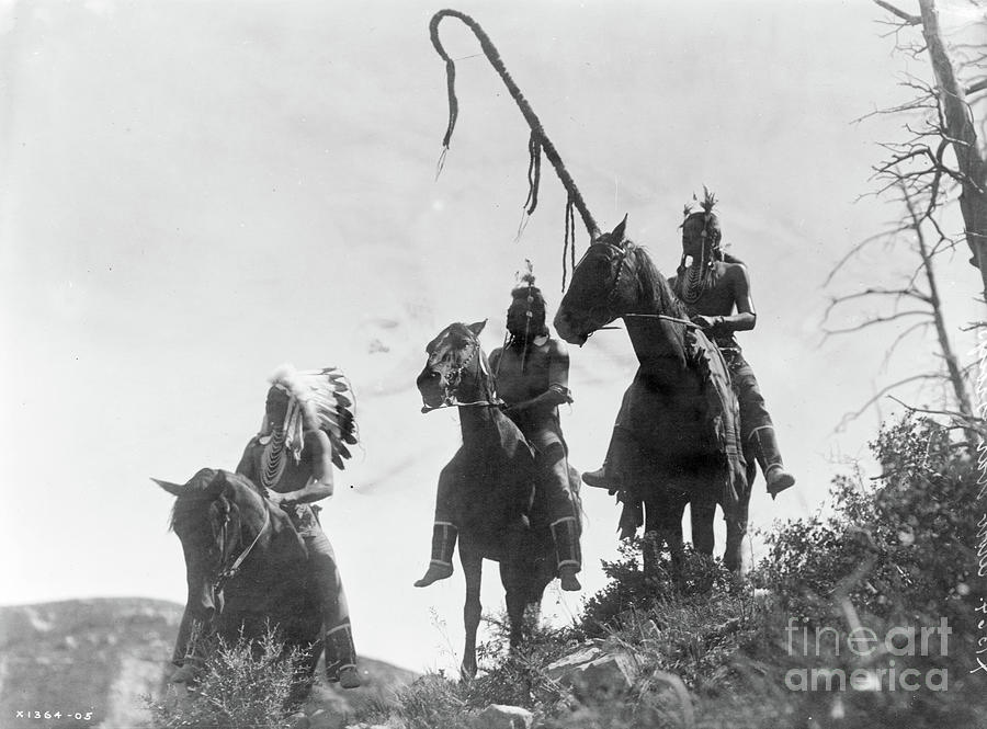 Apsaroke War Group, Circa 1905 Photograph by Edward Sheriff Curtis