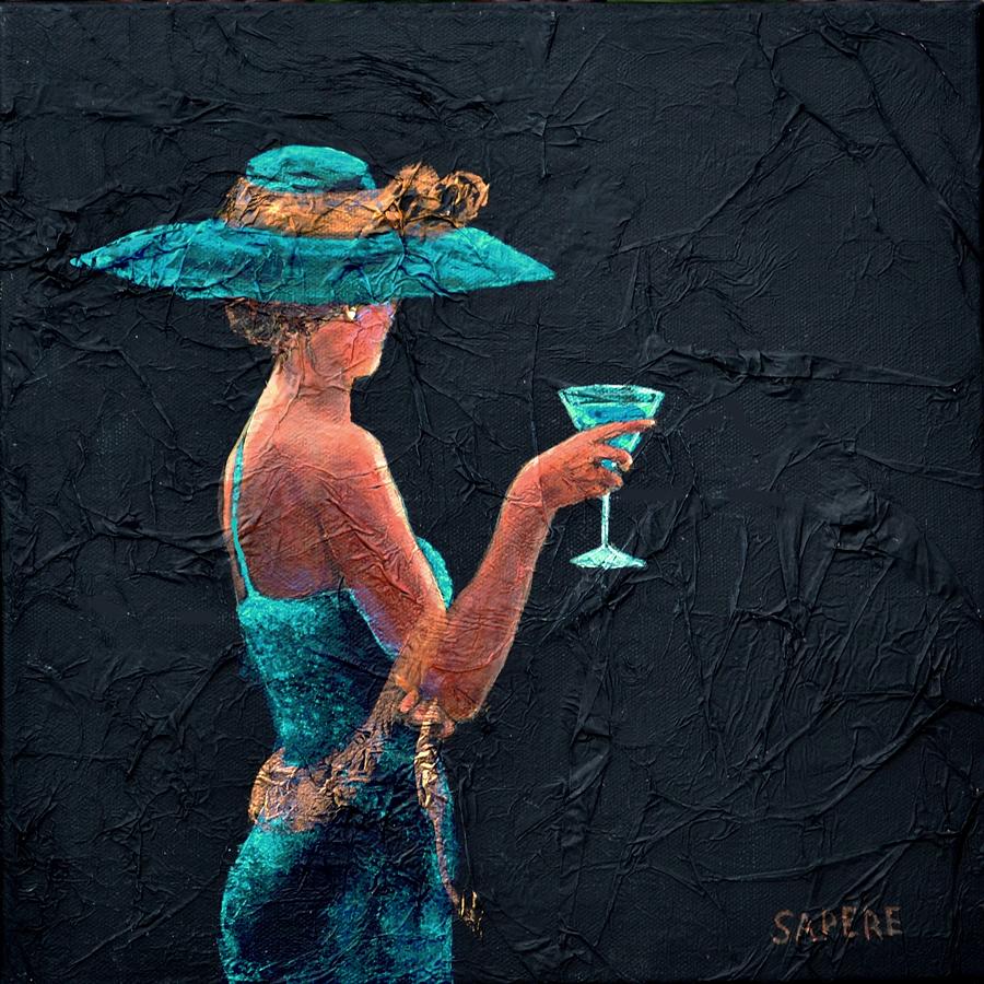 Aqua Martini Painting by Lynee Sapere